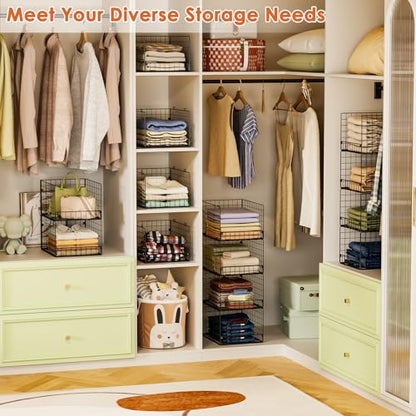 5 Tier Stackable Closet Storage Baskets