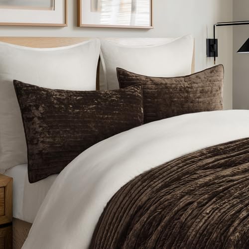 Stripe Channel Luxury Velvet Quilt Set King Size
