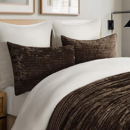 Stripe Channel Luxury Velvet Quilt Set King Size