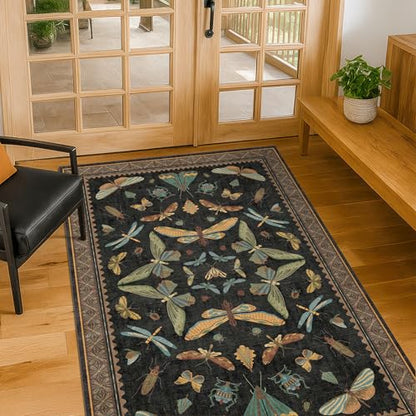 Black Front Door Mat Indoor Entrance Non Slip Washable (12 Sq Ft)