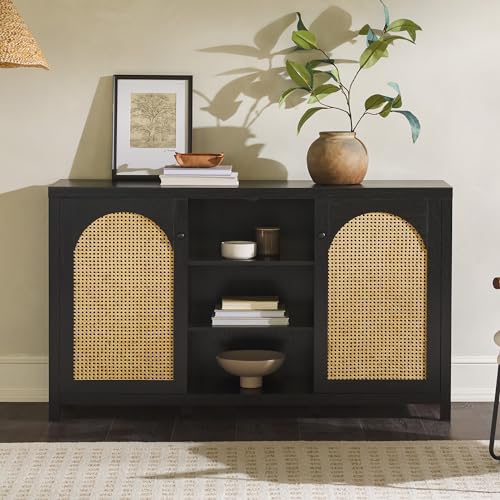 Sasha 2 Door Sideboard Buffet with Arched Rattan Panels