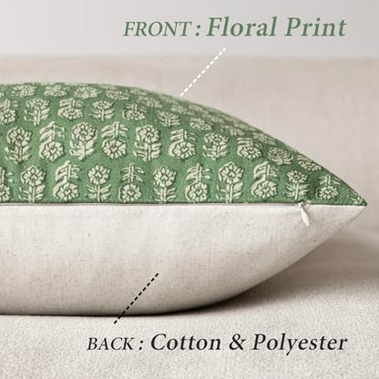 Decorative Floral Print Throw Pillow Covers 20×20 Forest Green (2 Count)