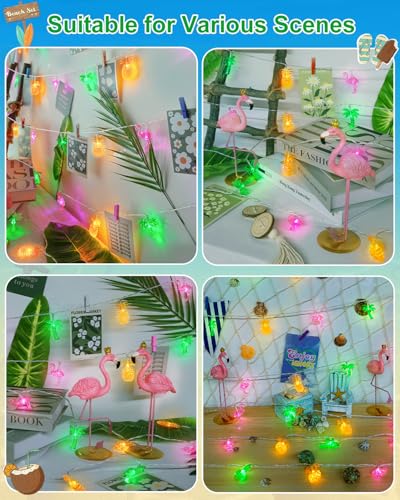 50 LED 25ft Summer Hawaiian Beach Battery String Lights Outdoor with Remote