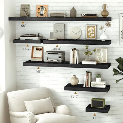 Black Floating Shelve 48 Inches 12 Inch Deep (2 Count)