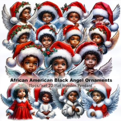 15pcs African American Black Angel Ornaments (15 Count)