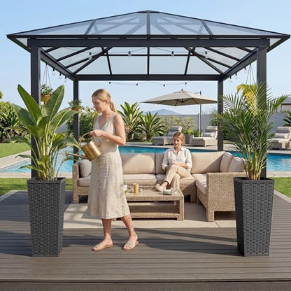 30" Front Porch Resin Rattan Tall Planters 2 Pack (2 Count)