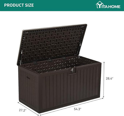 YITAHOME XL 150 Gallon Large Deck Box,Outdoor Storage for Patio Furniture Cushions,Garden Tools,Waterproof,Lockable (Black)