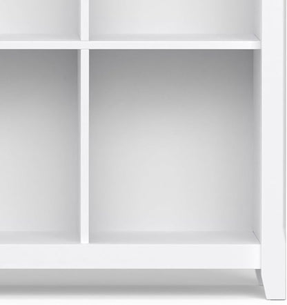 SIMPLIHOME Acadian Bookcase - 57 inch Tall 12-Cube Solid Wood Storage Display Unit in White, Transitional Cube Organizer for Living Room, Study Room or Office with Fixed Shelves and Tapered Legs
