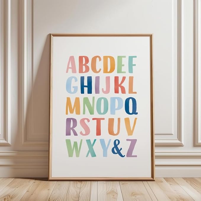 OZCONO Rainbow Alphabet and Numbers Poster for Kids, Educational Wall Art,Classroom Decor, Montessori Teaching, Toddler Learning (Unframed) (20x30)