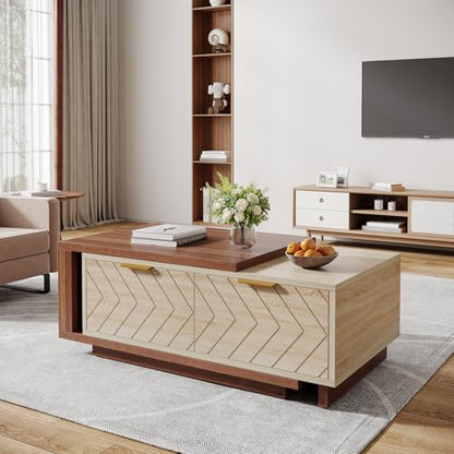 Extendable Coffee Table with 2 Storage Drawers