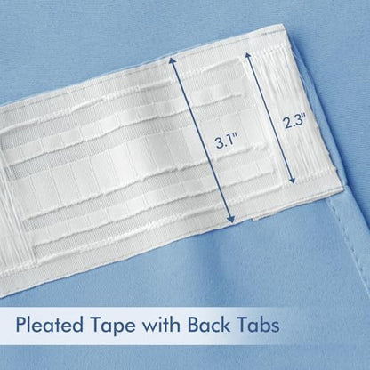 Sky Blue Back Tab Blackout Curtains 52x108 Inch Long 2 Panels Set (2 Count)