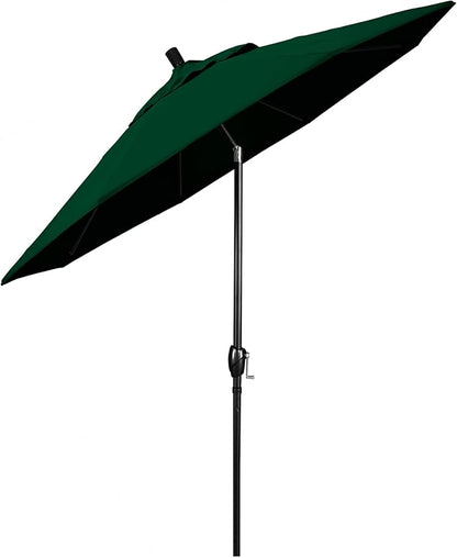 California Umbrella GSPT908302-5446 9' Round Aluminum Market, Crank Lift, Push Button Tilt, Black Pole, Sunbrella Forest Green Patio Umbrella, 9-Feet