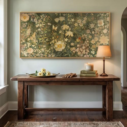 Large Framed Vintage Floral Botanical Wall Art for Living Room