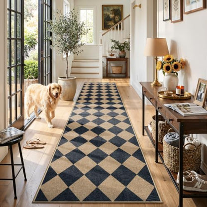 Checkered Hallways Runner Rug Non Slip