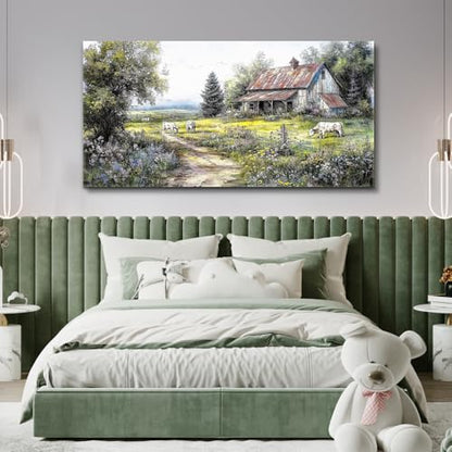Canvas Wall Art For Living Room Wall Decor For Bedroom Office Decorations Field Wall Pictures Artwork Flower Scenery Watercolour Paintings Aesthetic Home Decor Ready to Hang 20x40 In