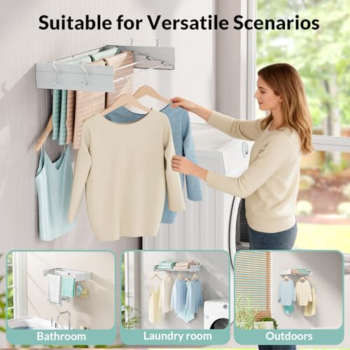 Wall Mounted Foldable Clothes Drying Rack