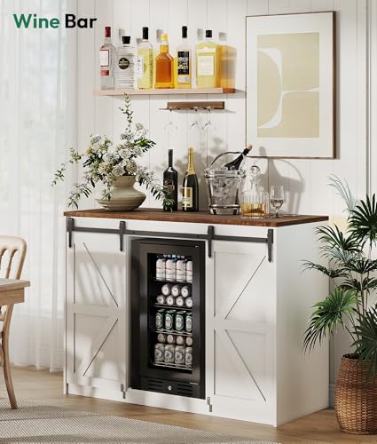 Farmhouse Coffee Bar with Mini Fridge Space & Power Outlet