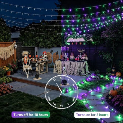 600 LED Purple Green String Lights Plug in Indoor Outdoor (168 Foot)