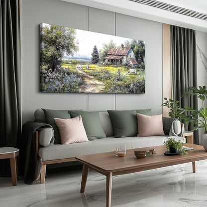 Canvas Wall Art For Living Room Wall Decor For Bedroom Office Decorations Field Wall Pictures Artwork Flower Scenery Watercolour Paintings Aesthetic Home Decor Ready to Hang 20x40 In