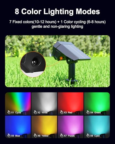 6 Pack Color Changing Solar Powered Outdoor Spot Lights Waterproof 24 LEDs (6 Count)