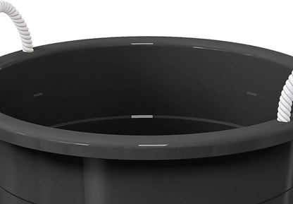 17 Gallon Heavy Duty Utility Tub, Flexible Plastic Storage Bucket with Comfortable Rope Handles, Multipurpose Black Container for Construction, Gardening, Cleaning, Car Wash and Farm Use