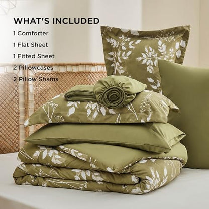 Floral Olive Green Comforter Set