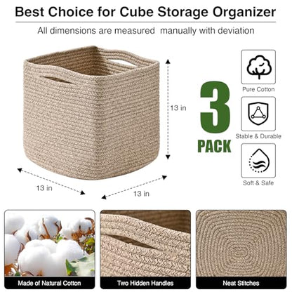 13 Inch Cube Closet Storage Bins 13x13x13 in (3 Count)