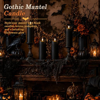 Halloween Black Waterproof LED Candles with Remote Timer
