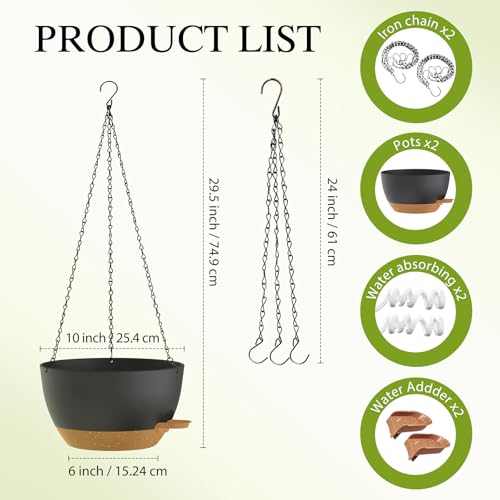 10 Inch Hanging Baskets 2 PC with Chains (2 Count)