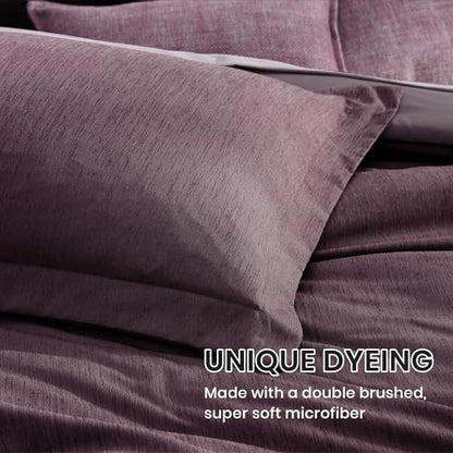 Queen Size Comforter Set 7 Pieces Italian Plum Bed in a Bag
