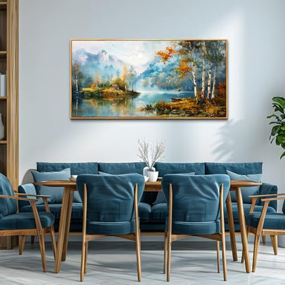 Wood Framed Canvas Wall Art For Living Room Wall Decor For Bedroom Office Wall Decoration Lake View Painting Tree Forest Pictures Artwork Room Aesthetic Home Decor Ready To Hang 20x40 In