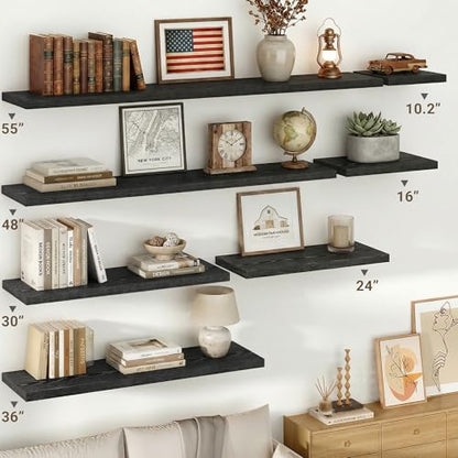 10 Inch Deep Floating Shelves for Wall 55” Set of 2 (2 Count)