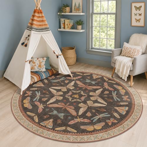 Vintage 6ft Round Living Room Rug (28.27 Sq Ft)