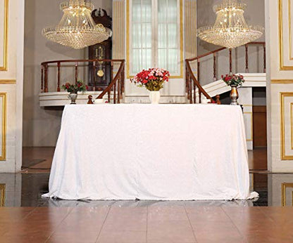Sequin Tablecloth 50x72 Inch White for Wedding Party