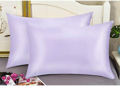 100% Mulberry Silk Pillowcases Set of 2 for Hair and Skin and Super Soft and Breathable Standard Size Nature Silk Pillowcases (Standard, Light Purple)