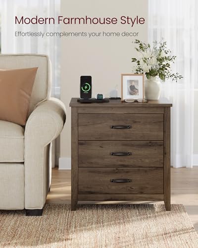 Farmhouse Nightstand with Charging Station (2 Count)