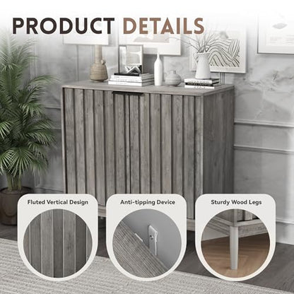 Fluted Buffet Cabinet with Storage