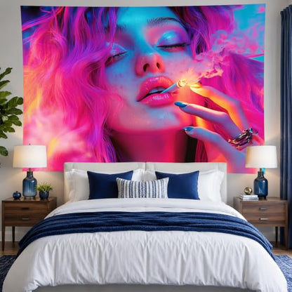 Girl Blacklight Tapestry 78x59 Inch Cool Girl Room Decor