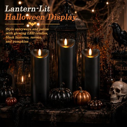 Halloween Black Waterproof LED Candles with Remote Timer