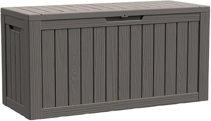BTEXPERT 80 Gallon Deck Box Outdoor Storage Container with Metal Support Rods for Patio Furniture Garden Tools Cushions Waterproof Lockable UV Resistant Set of 2