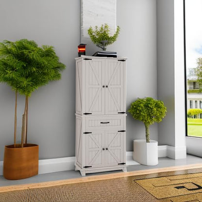 72" Kitchen Storage Cabinet with Drawer and Adjustable Shelves