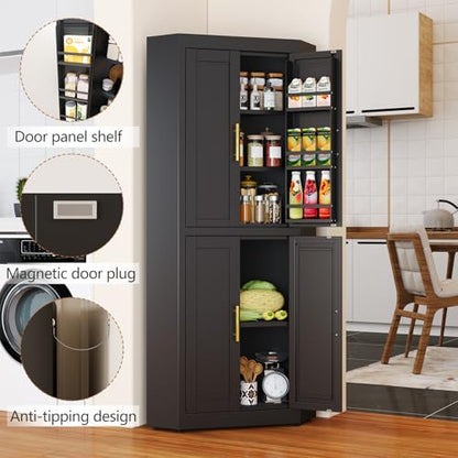 63" Metal Corner Kitchen Pantry Cabinet