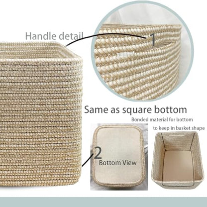 Cotton Rope Woven Basket with Handles for Shelves