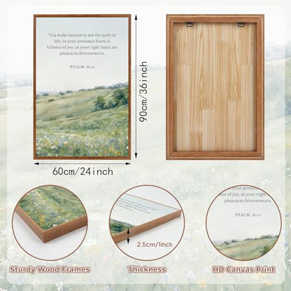 KAlRNE Natural Christian Framed Wall Art Scripture Print Set (3 Count)