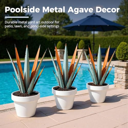 24” Metal Agave Plant Outdoor Decor
