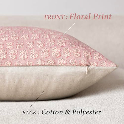 Decorative Floral Print Throw Pillow Covers 20×20 Light Pink (2 Count)