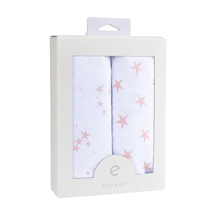 Changing Pad Cover - Cradle Sheet 100% Jersey Cotton 2 Pack for Baby Girl-Dusty Rose and Mauve Pink Stars