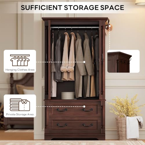 71“ Armoire Wardrobe Closet with 2 Drawers and 2 Doors
