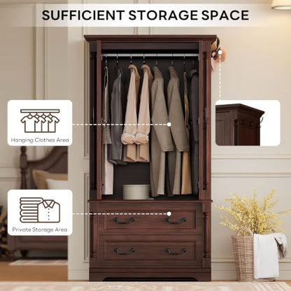 71“ Armoire Wardrobe Closet with 2 Drawers and 2 Doors