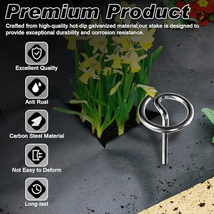 Heavy Duty Landscape Fabric Pins 8 Gauge 60 Pack with Pick Hook (60 Count)